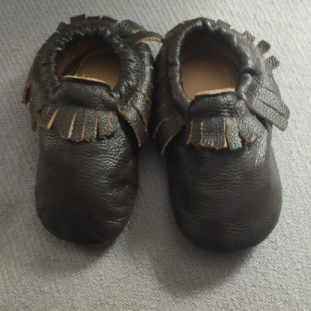 Lucky Love Chocolate Brown Leather Unisex Kids Moccasins